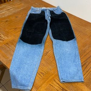 Vintage JNCO Jeans, 1990. Men’s 31 (women’s 12) (black from leather on denim)